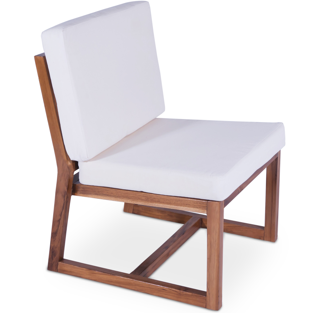 Buy Garden Armchair in Boho Bali Design, Wood and Canvas - Bayen White 60299 - prices