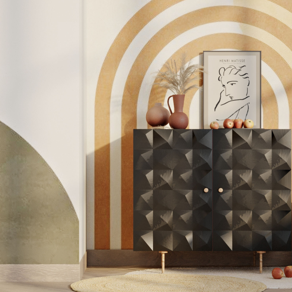 Buy Wooden Design Sideboard - Black - Yab Black 60372 in the United Kingdom