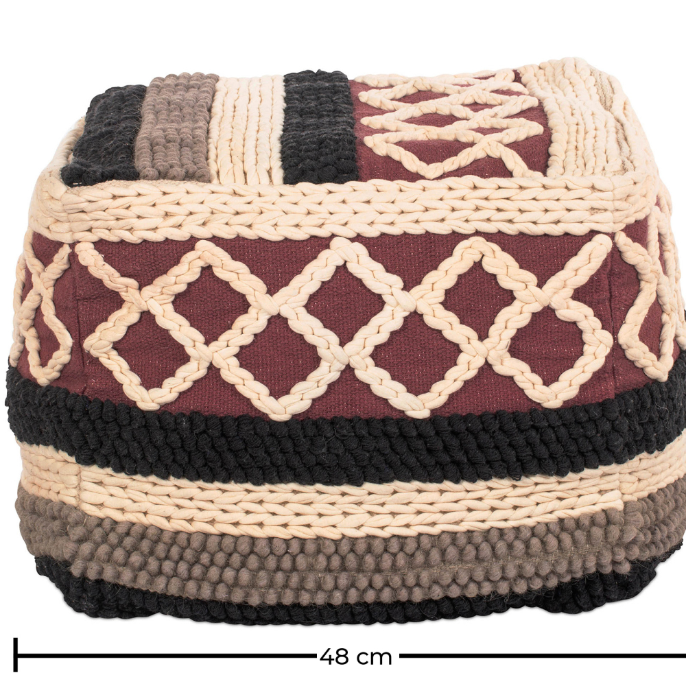 Buy Pouffe Boho Bali , Square in Cotton - Munbay Bali Multicolour 60244 with a guarantee
