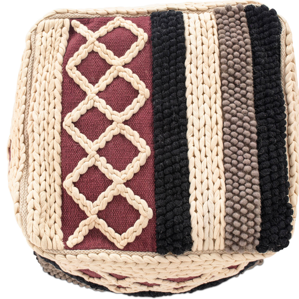 Buy Pouffe Boho Bali , Square in Cotton - Munbay Bali Multicolour 60244 in the United Kingdom