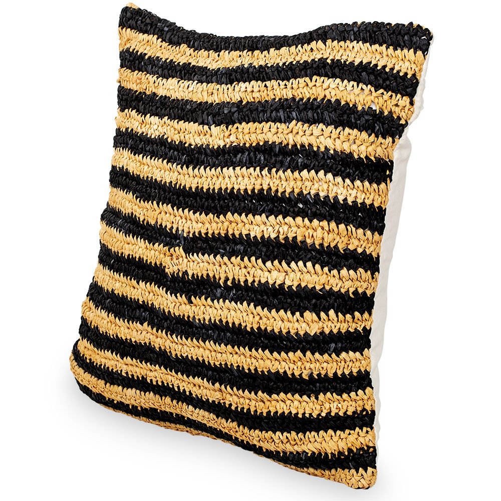 Square Boho Bali Cushion, Raffia cover + filling - Chelsea