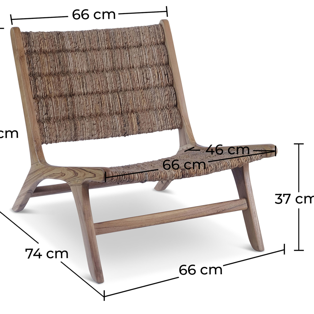 Buy Armchair in Boho Bali Style, Rattan and Teak Wood - Hewar Natural 60475 at MyFaktory