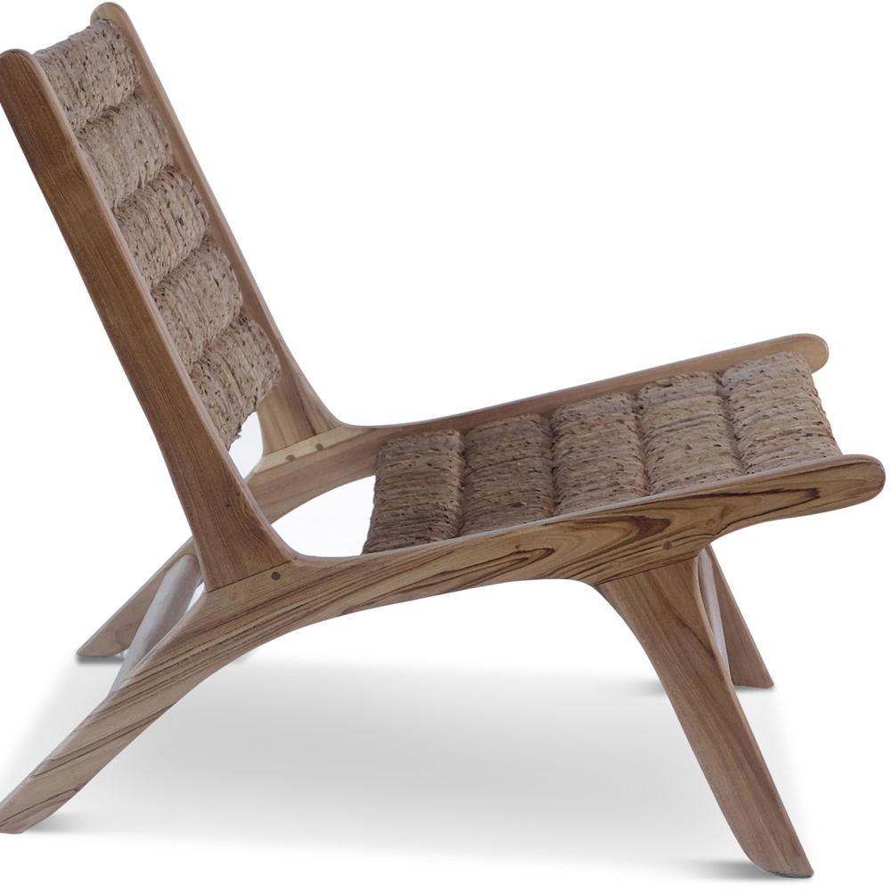 Buy Armchair in Boho Bali Style, Rattan and Teak Wood - Hewar Natural 60475 with a guarantee