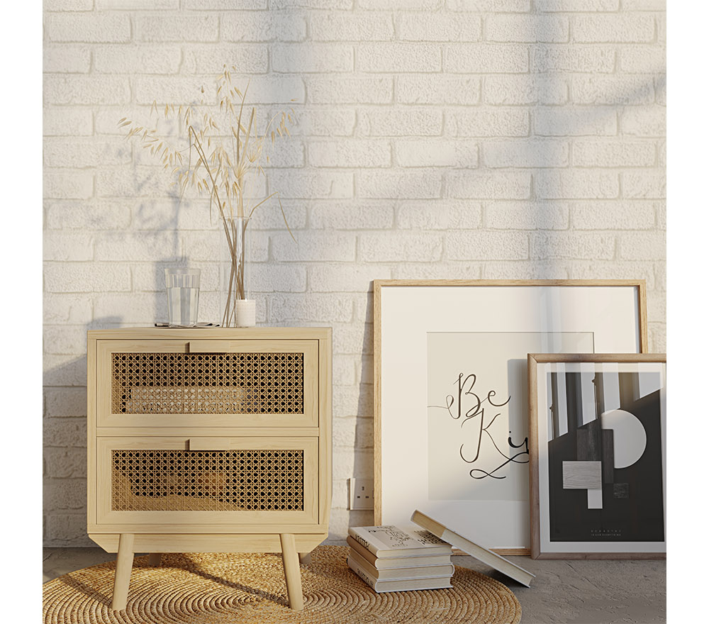 Buy Rattan Bedside Table with Drawers, Boho Bali Style - Wada Natural 60509 with a guarantee