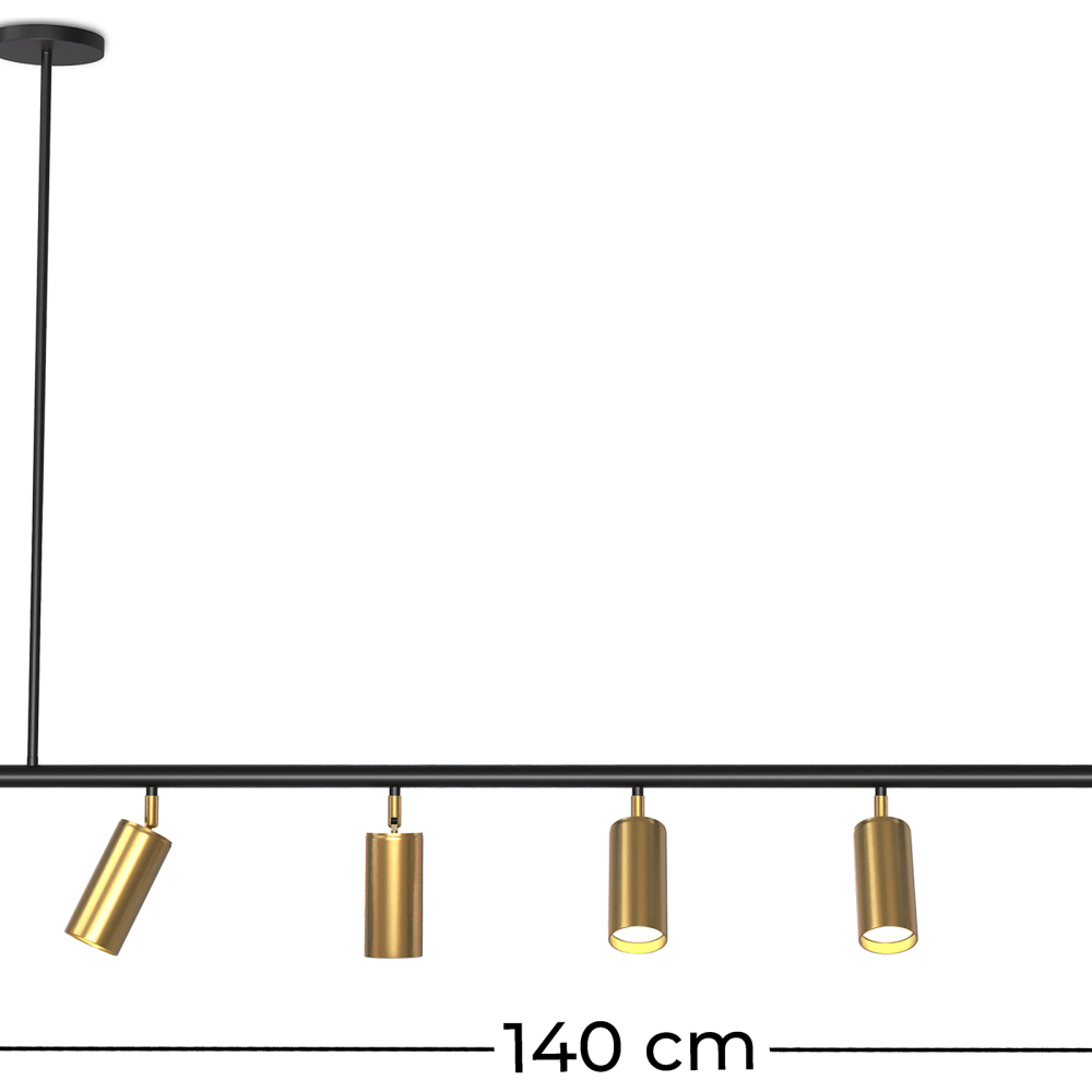 Buy Rail Ceiling Lamp - 7 Adjustable Gold Spotlights - 140CM - Lark Gold 60517 with a guarantee