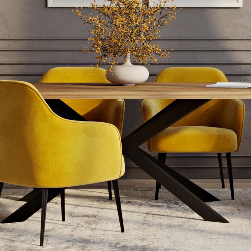 Buy Rectangular Dining Table - Industrial - Wood and Metal - Alise Natural wood 60608 at MyFaktory