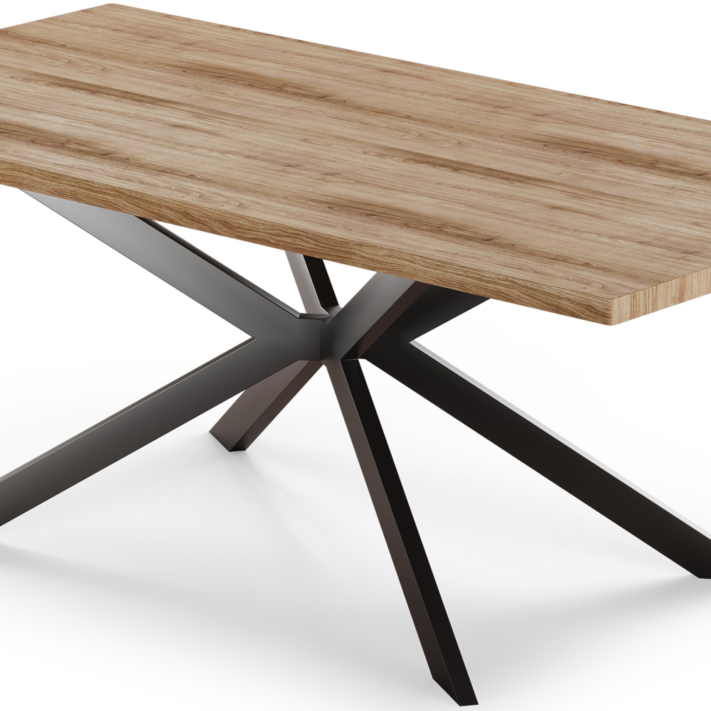 Buy Rectangular Dining Table - Industrial - Wood and Metal - Alise Natural wood 60608 in the United Kingdom
