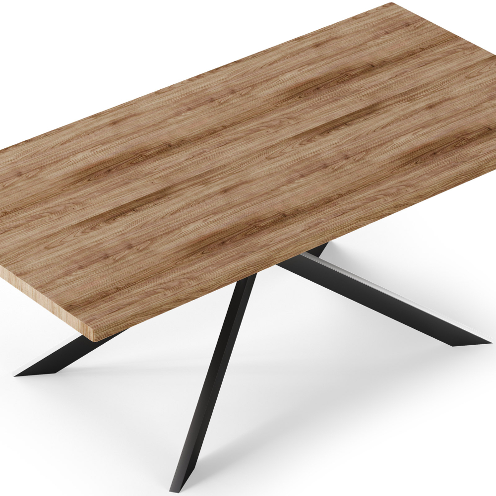 Buy Rectangular Dining Table - Industrial - Wood and Metal - Alise Natural wood 60608 home delivery