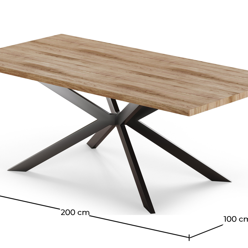 Buy Rectangular Dining Table - Industrial - Wood and Metal - Alise Natural wood 60608 - in the UK