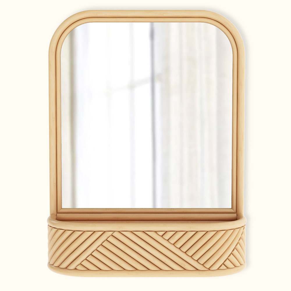 Buy Wall Mirror with Rattan Frame - Bali Boho Style - Dania Natural 60636 - in the UK