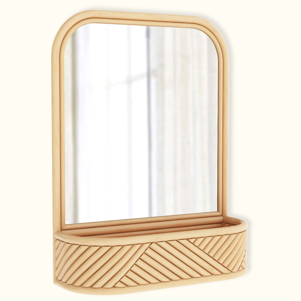 Buy Wall Mirror with Rattan Frame - Bali Boho Style - Dania Natural 60636 - prices