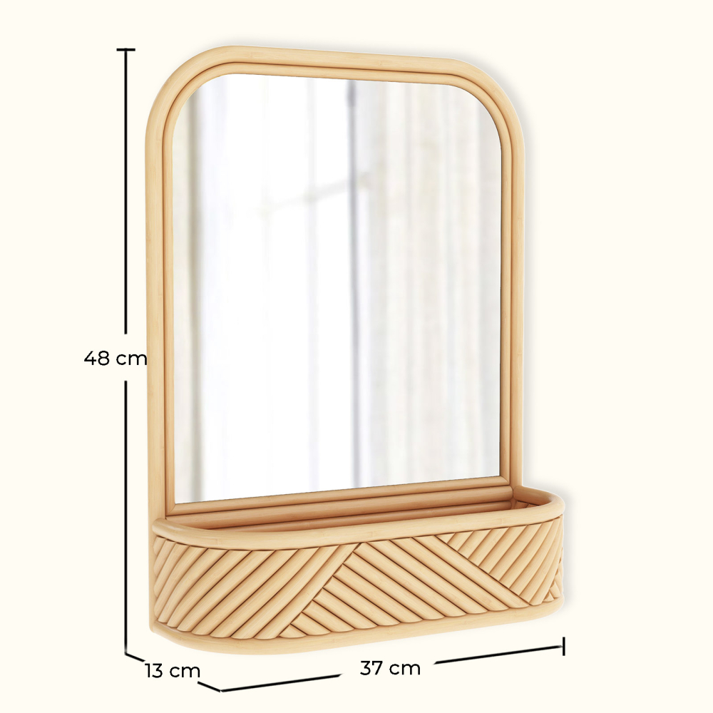 Buy Wall Mirror with Rattan Frame - Bali Boho Style - Dania Natural 60636 at MyFaktory
