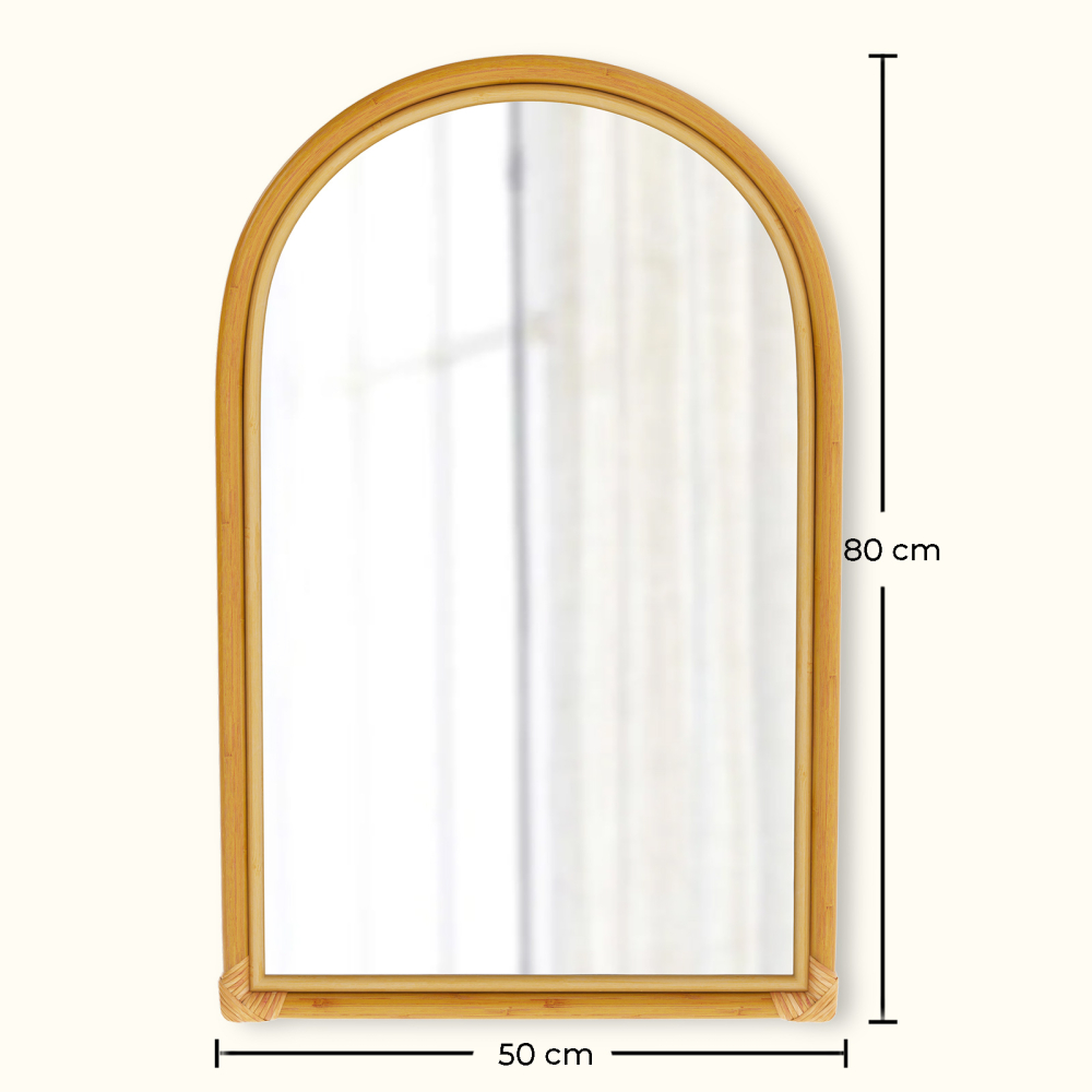 Buy Arched Rattan Wall Mirror - Boho Bali - Bulán Natural 60637 in the United Kingdom