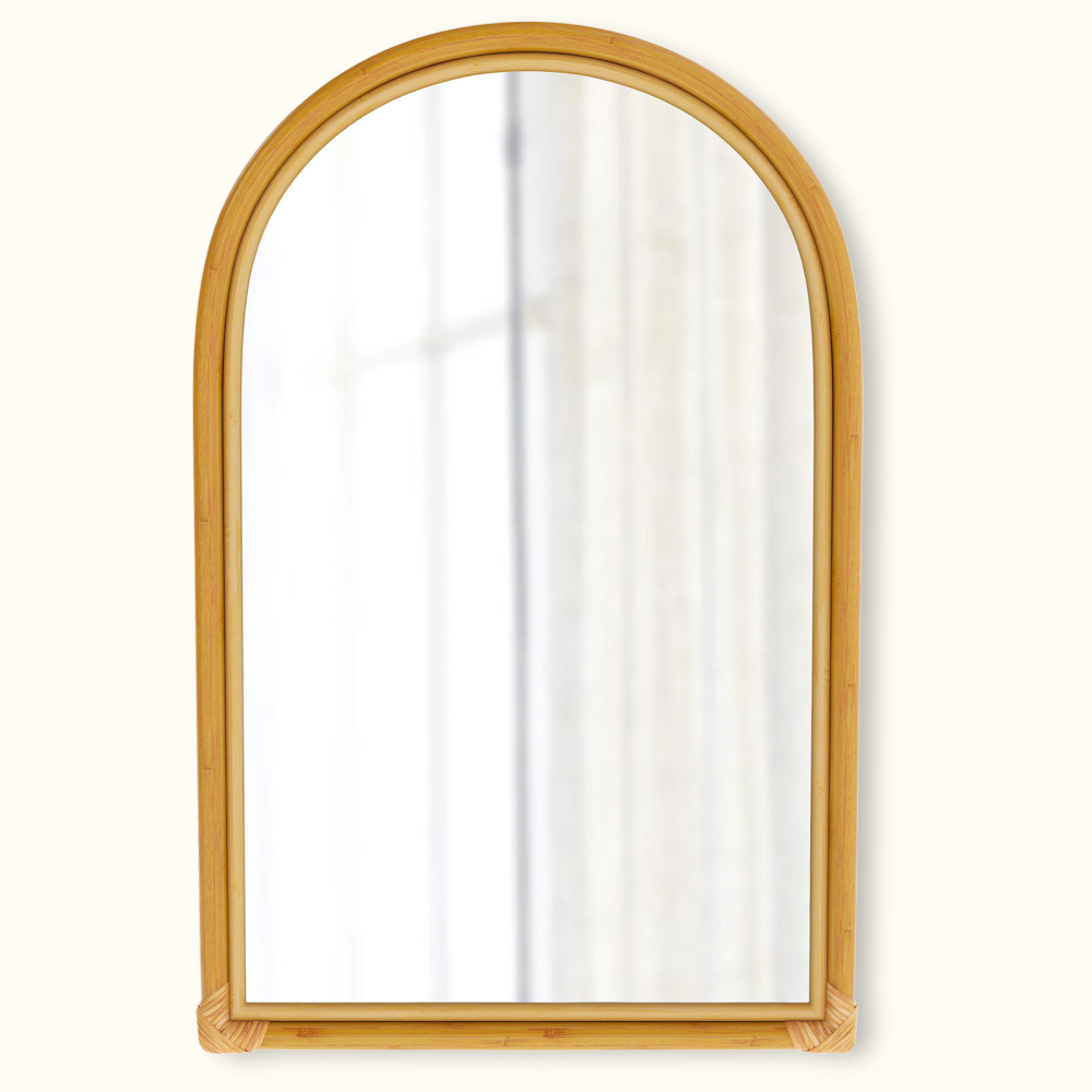 Buy Arched Rattan Wall Mirror - Boho Bali - Bulán Natural 60637 - in the UK