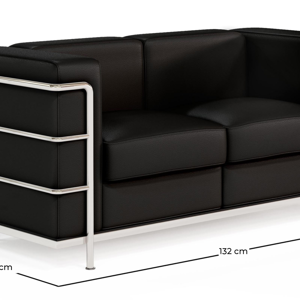 Buy 2-Seater Sofa - Upholstered in Vegan Leather - Bour Black 60658 with a guarantee