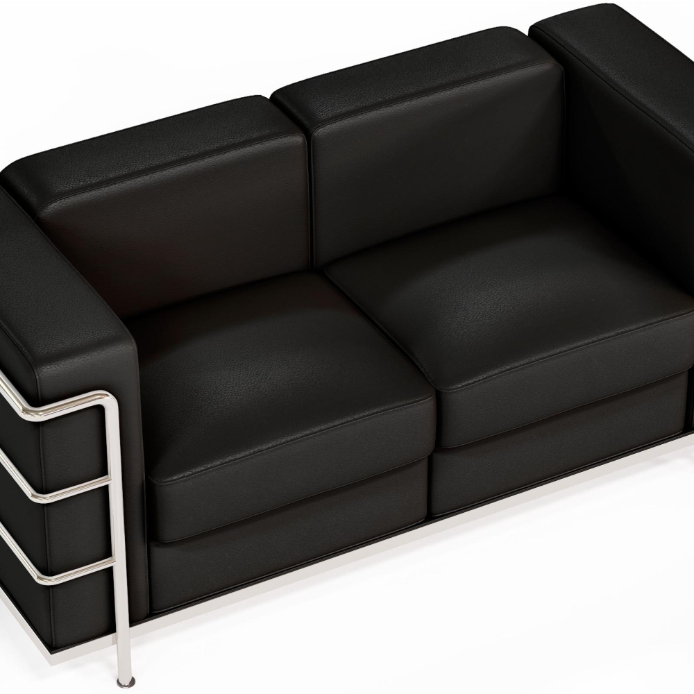 Buy 2-Seater Sofa - Upholstered in Vegan Leather - Bour Black 60658 at MyFaktory