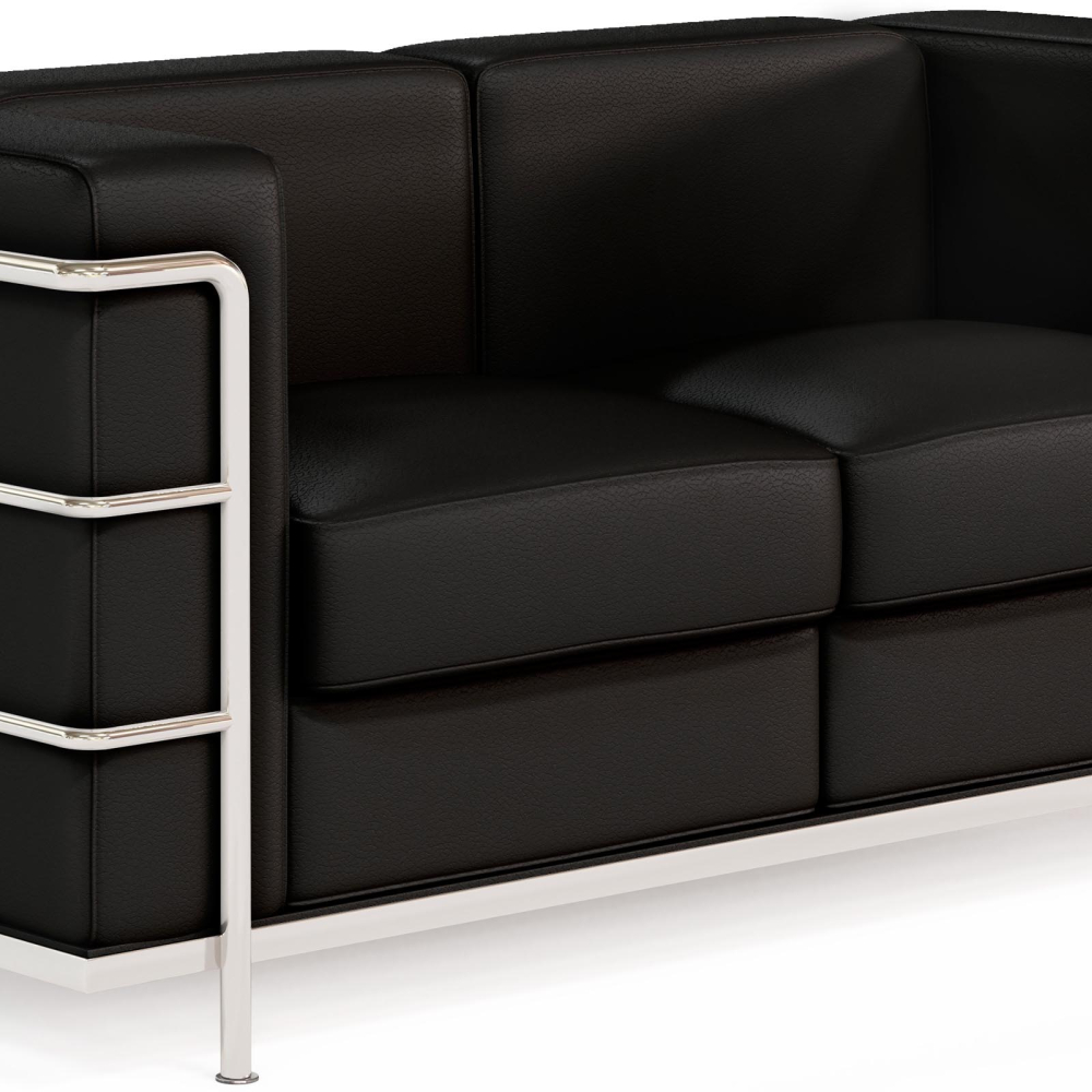 Buy 2-Seater Sofa - Upholstered in Vegan Leather - Bour Black 60658 - prices