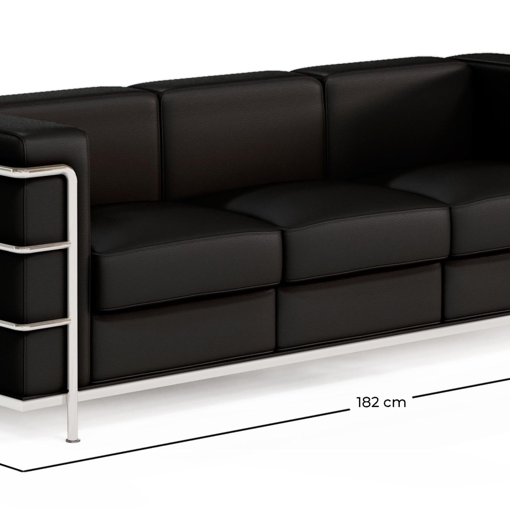 Buy 3-Seater Sofa - Upholstered in Vegan Leather - Bour Black 60659 with a guarantee