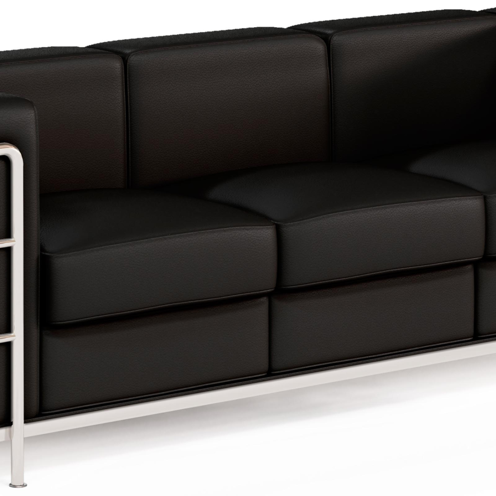 Buy 3-Seater Sofa - Upholstered in Vegan Leather - Bour Black 60659 - prices