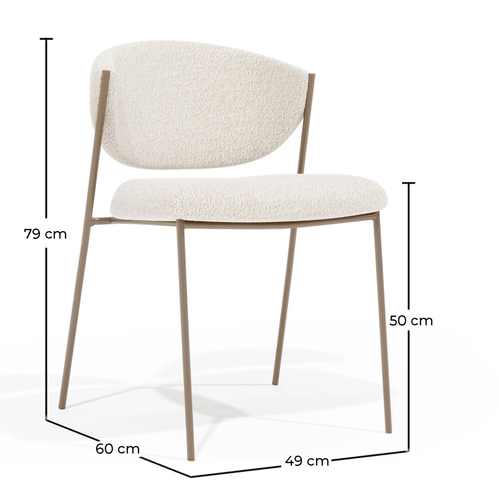 Buy Dining chair - Upholstered in Bouclé Fabric - Vara White 61150 at MyFaktory