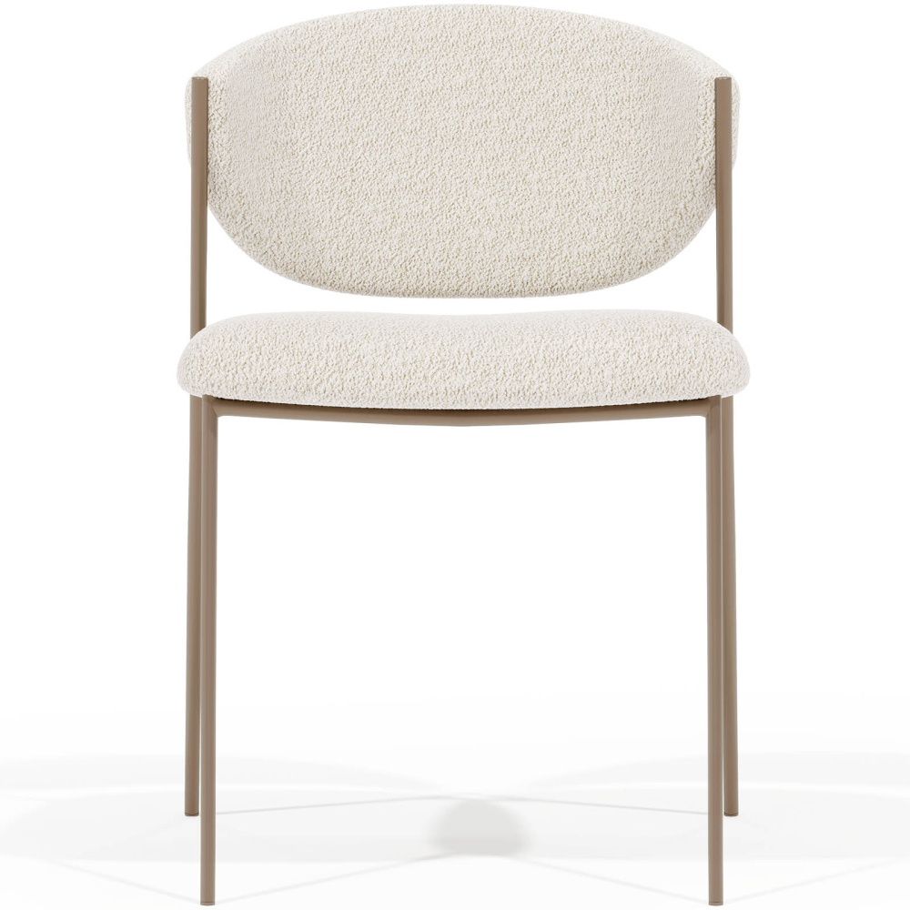 Buy Dining chair - Upholstered in Bouclé Fabric - Vara White 61150 - in the UK