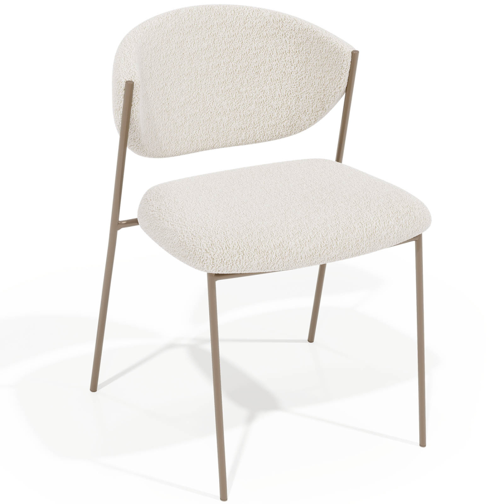 Buy Dining chair - Upholstered in Bouclé Fabric - Vara White 61150 with a guarantee