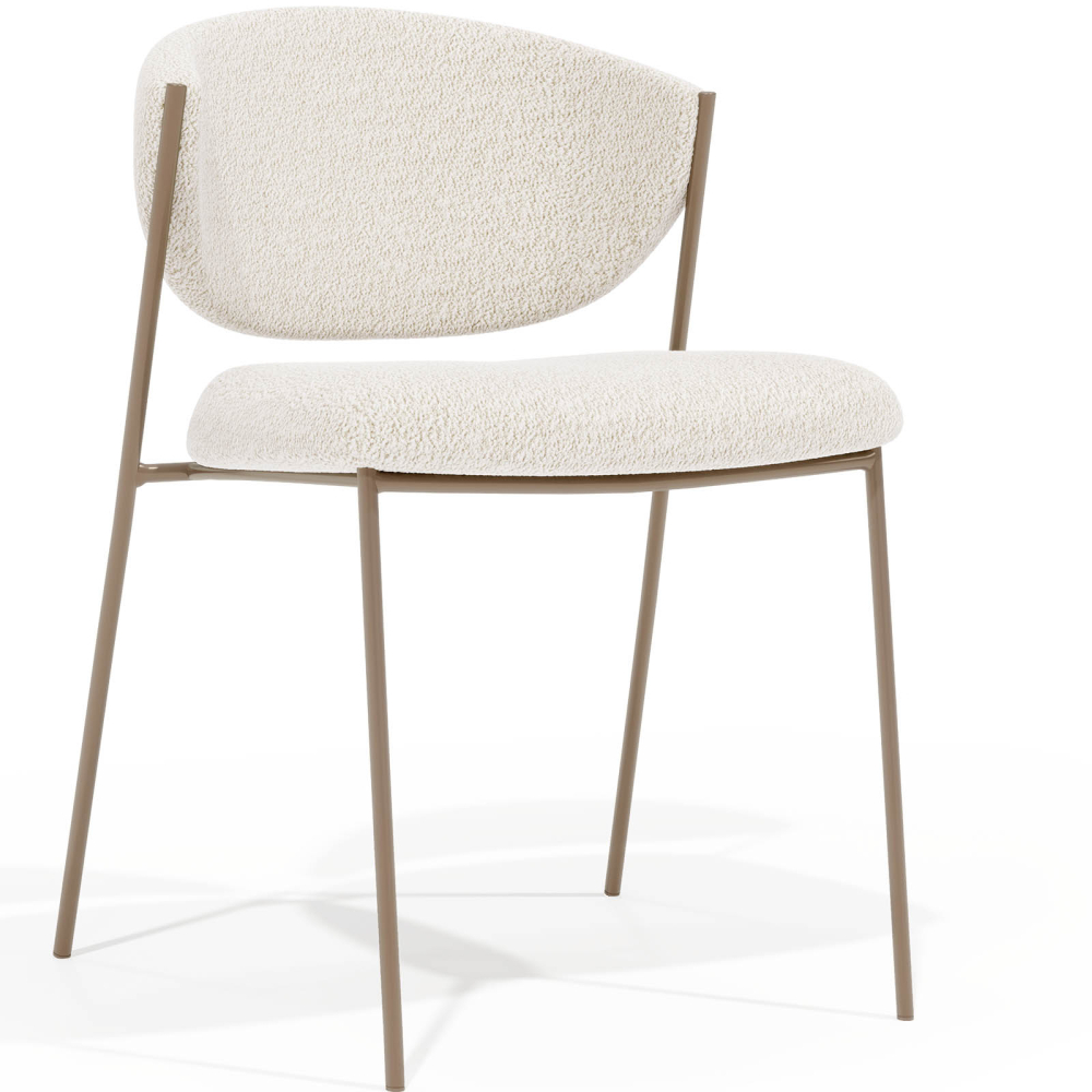 Buy Dining chair - Upholstered in Bouclé Fabric - Vara White 61150 in the United Kingdom