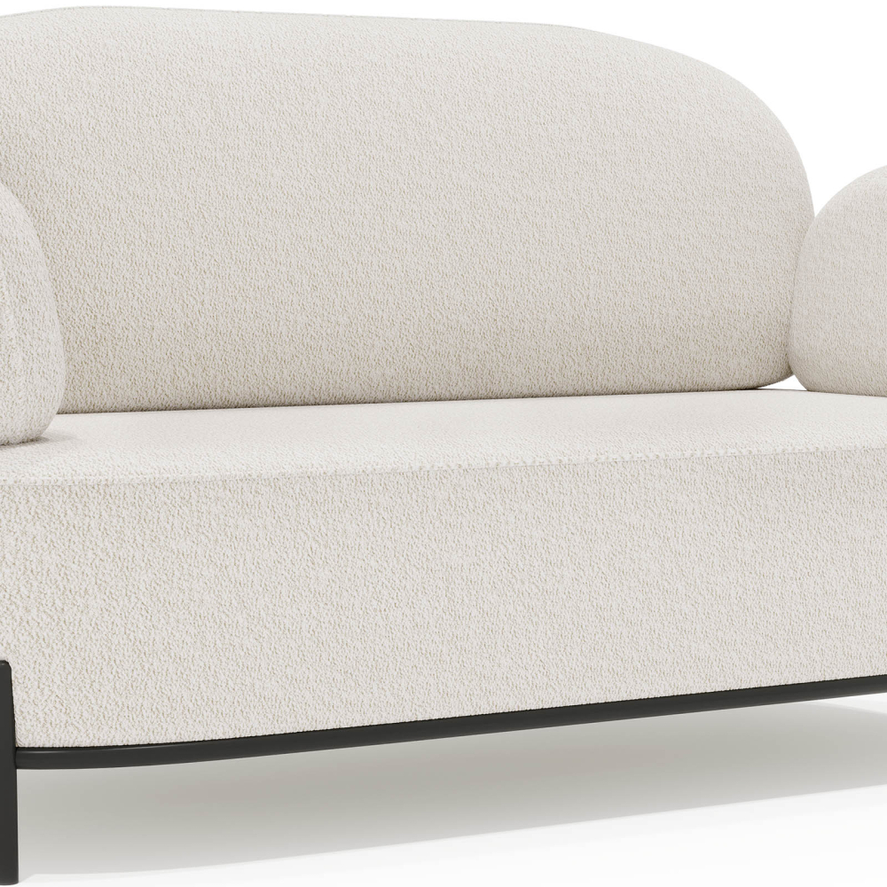 Buy 2/3-Seater Sofa - Upholstered in Bouclé Fabric - Munum White 61155 at MyFaktory