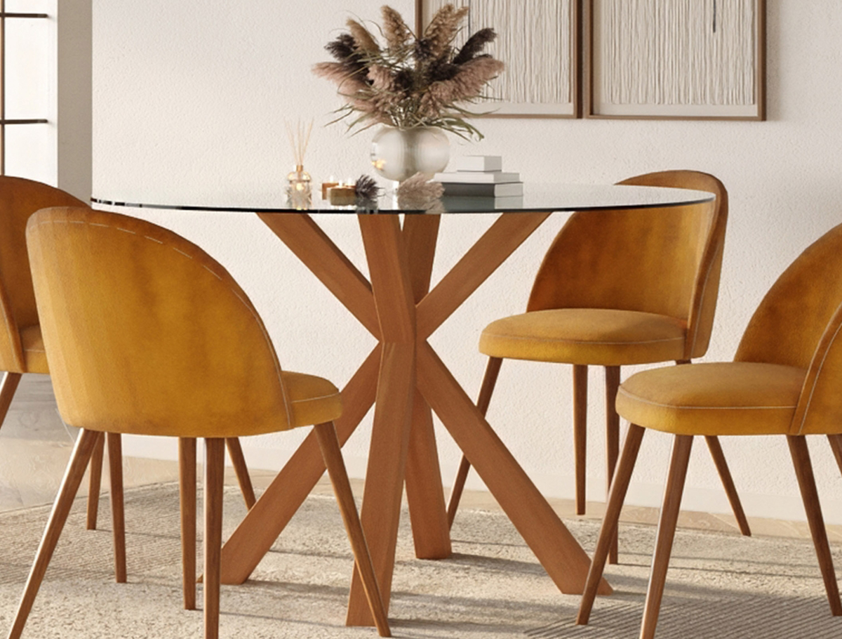 Buy Round Dining Table - 120CM - Glass - Ebra Natural 61163 home delivery