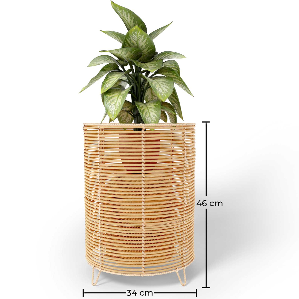 Buy Round Floor Planter - Boho Style - 56 CM - Waral Natural 61238 in the United Kingdom