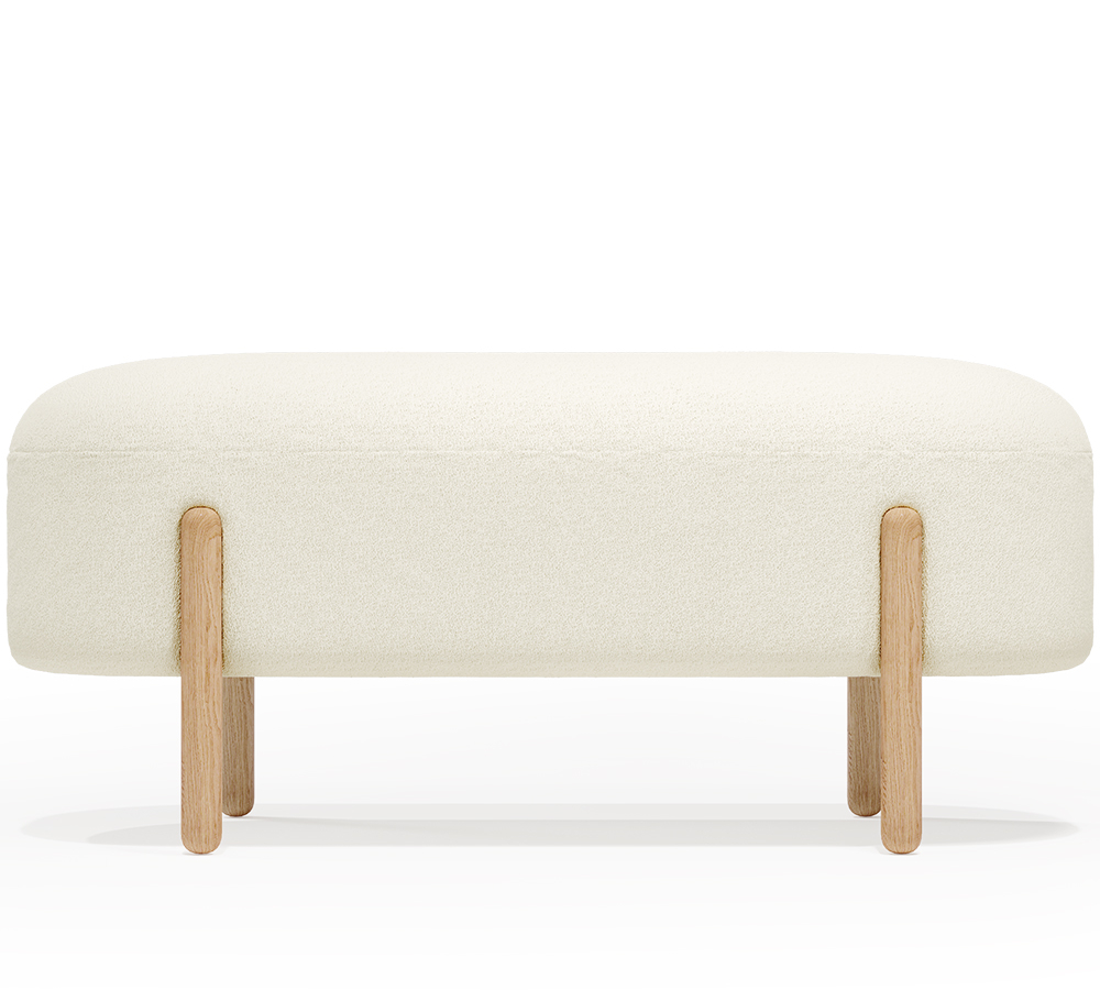 Buy Upholstered Bouclé Bench - Round White 61250 - in the UK
