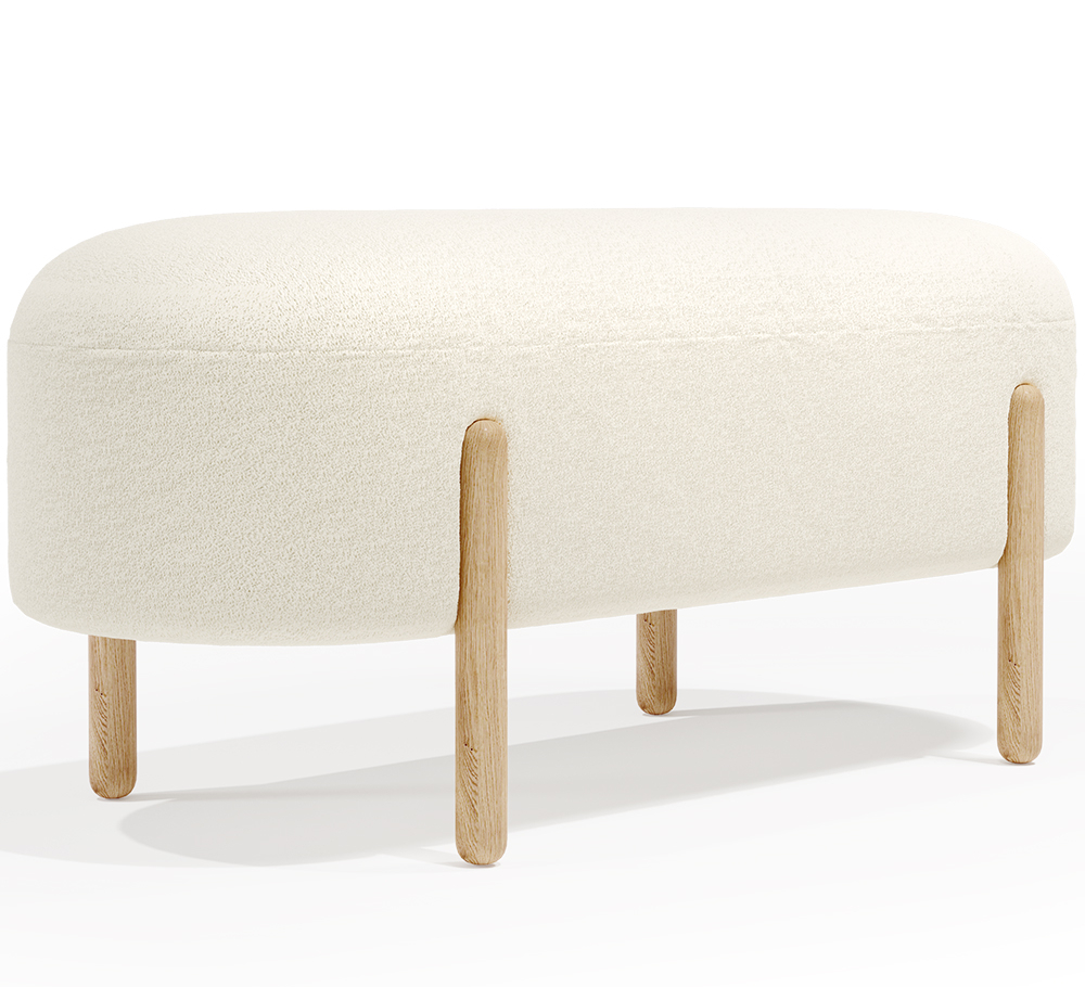 Buy Upholstered Bouclé Bench - Round White 61250 at MyFaktory