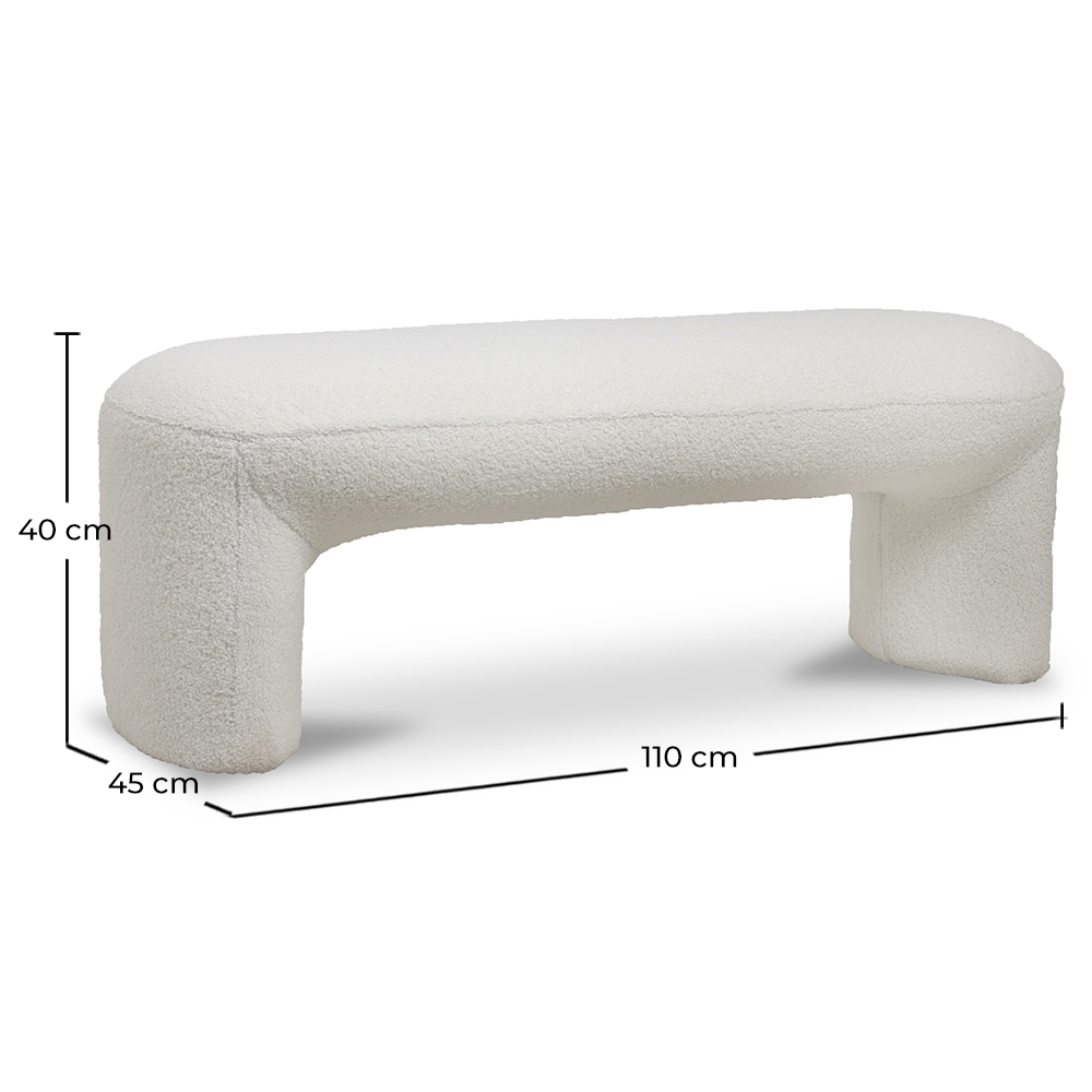 Buy Upholstered Bench in Bouclé Fabric - Loriel White 61307 in the United Kingdom