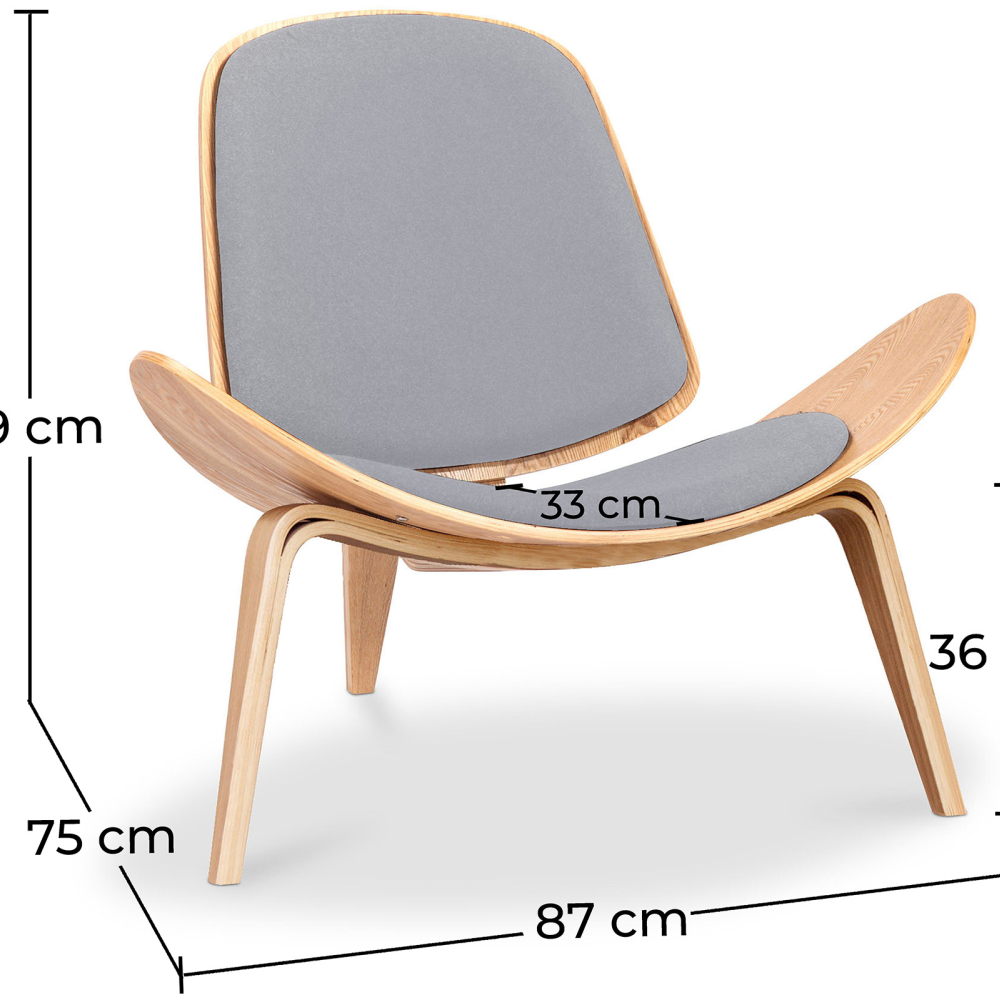 Buy Designer armchair - Scandinavian armchair - Fabric upholstery - Luna Light grey 16773 - in the UK