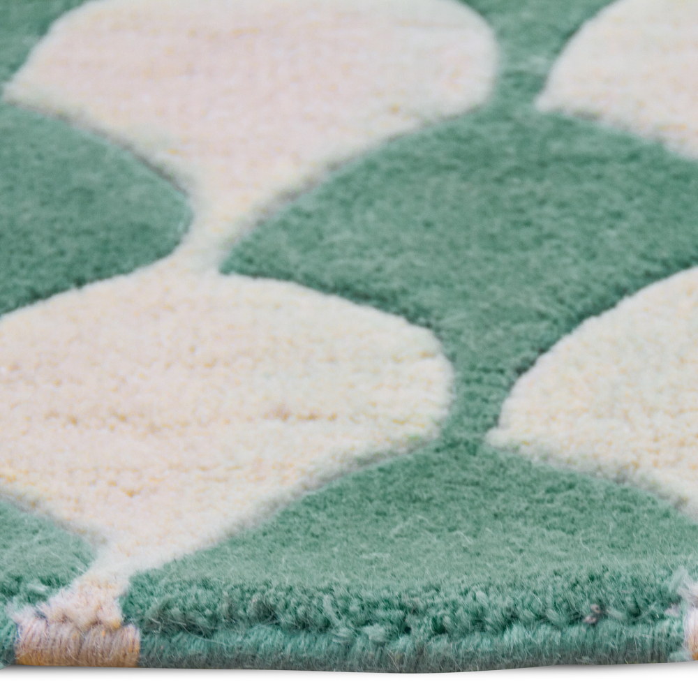 Buy Designer Wool Rug - Gudar Ivory / Green 58450 at MyFaktory