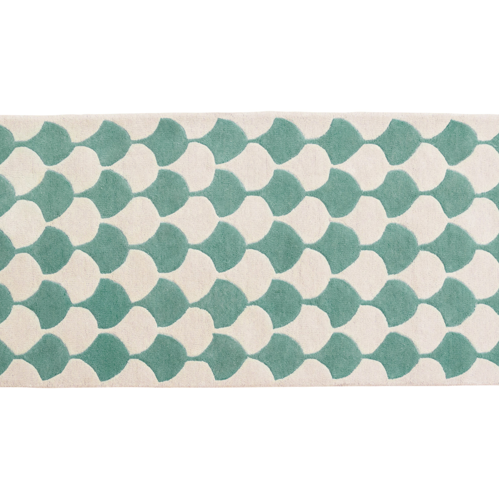 Buy Designer Wool Rug - Gudar Ivory / Green 58450 - in the UK