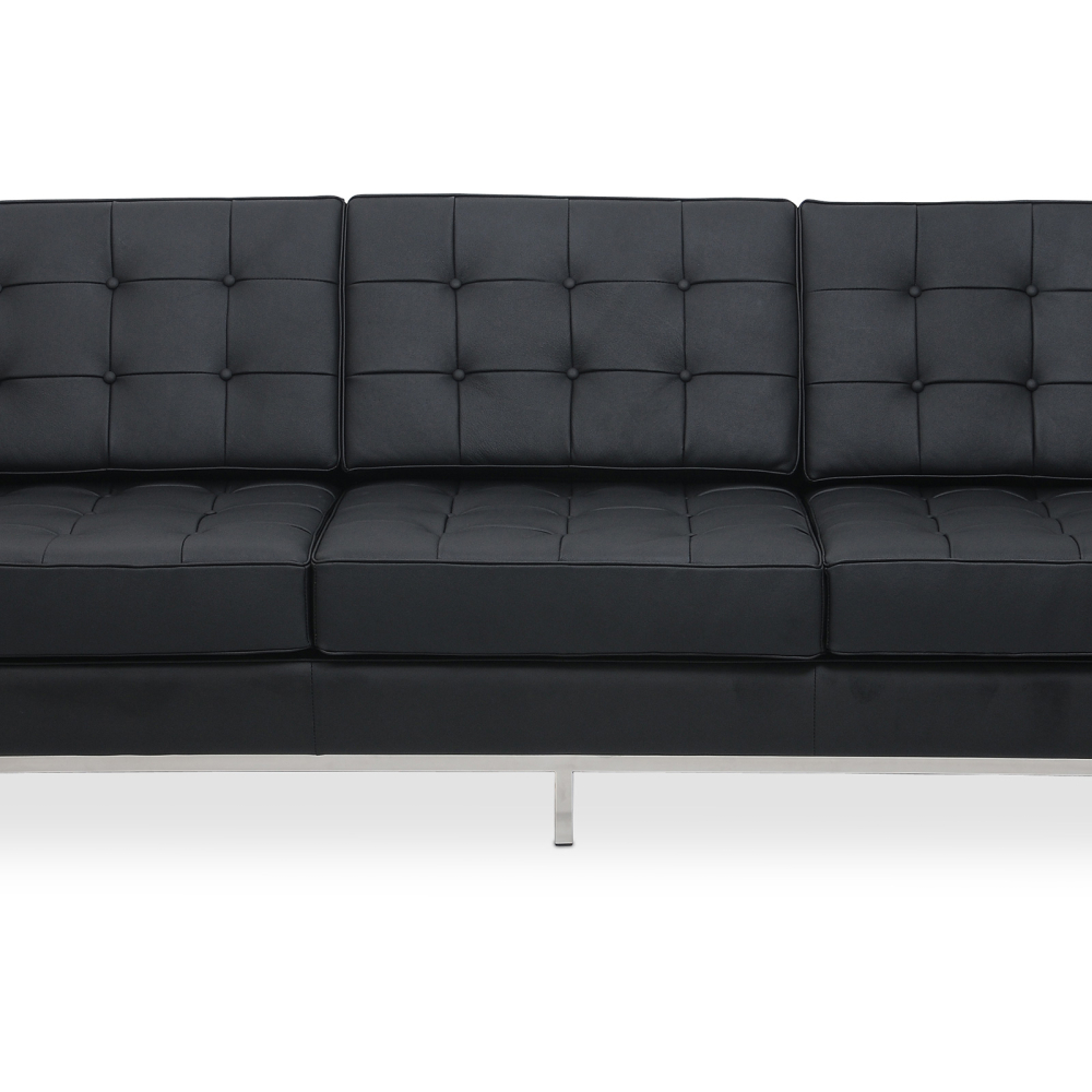 Buy Design Sofa Kanel  (3 seats) - Premium Leather Black 13247 - in the UK