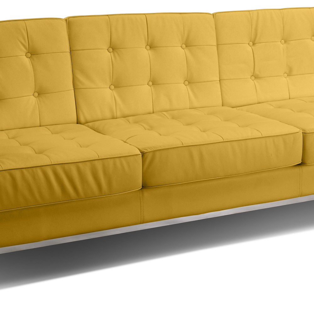 Buy Design Sofa Kanel  (3 seats) - Faux Leather Pastel yellow 13246 - prices