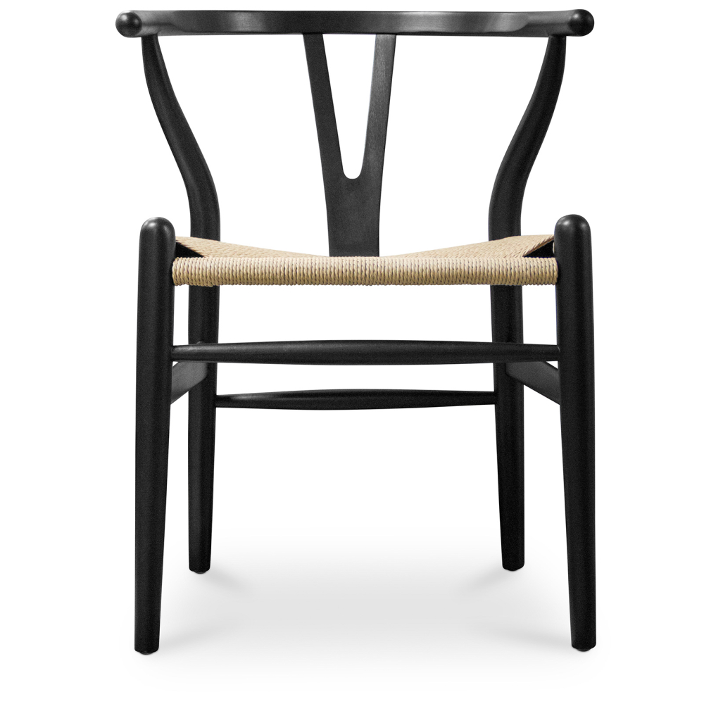 Buy Dining Chair Scandinavian Design Wooden Cord Seat - Wish Black 16432 - in the UK