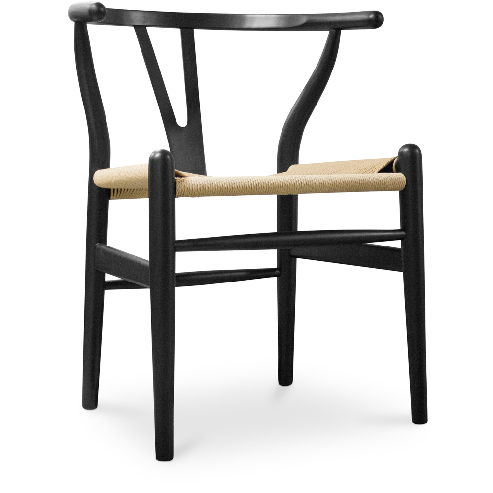 Buy Dining Chair Scandinavian Design Wooden Cord Seat - Wish Black 16432 home delivery