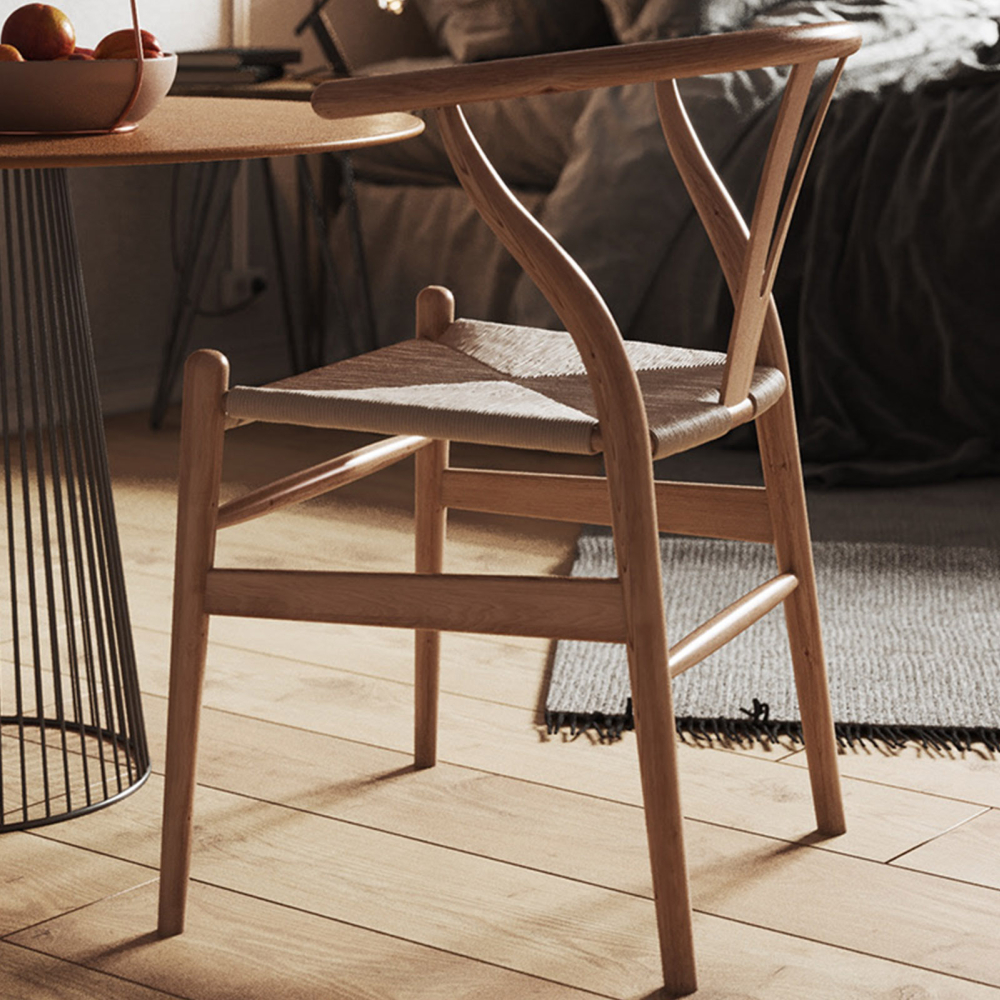 Buy Dining Chair Scandinavian Design Wooden Cord Seat - Wish Black 16432 with a guarantee