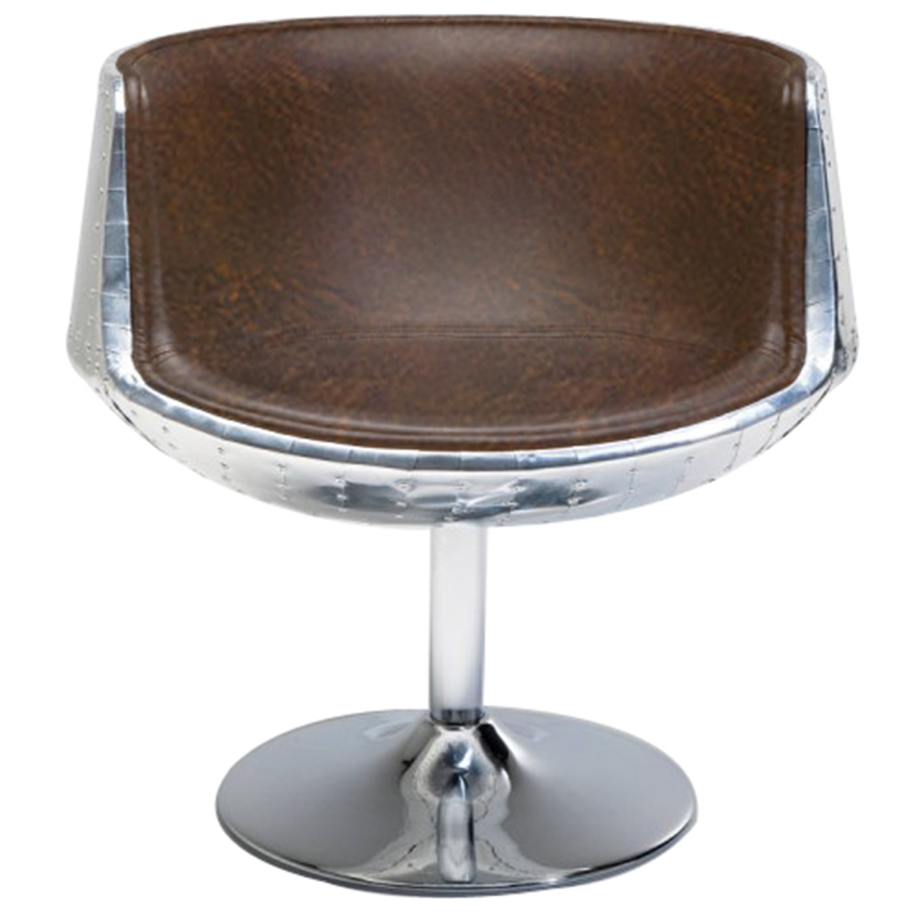 Buy Aviator Brandy chair - Aged effect microfiber imitation leather Brown 26716 - in the UK