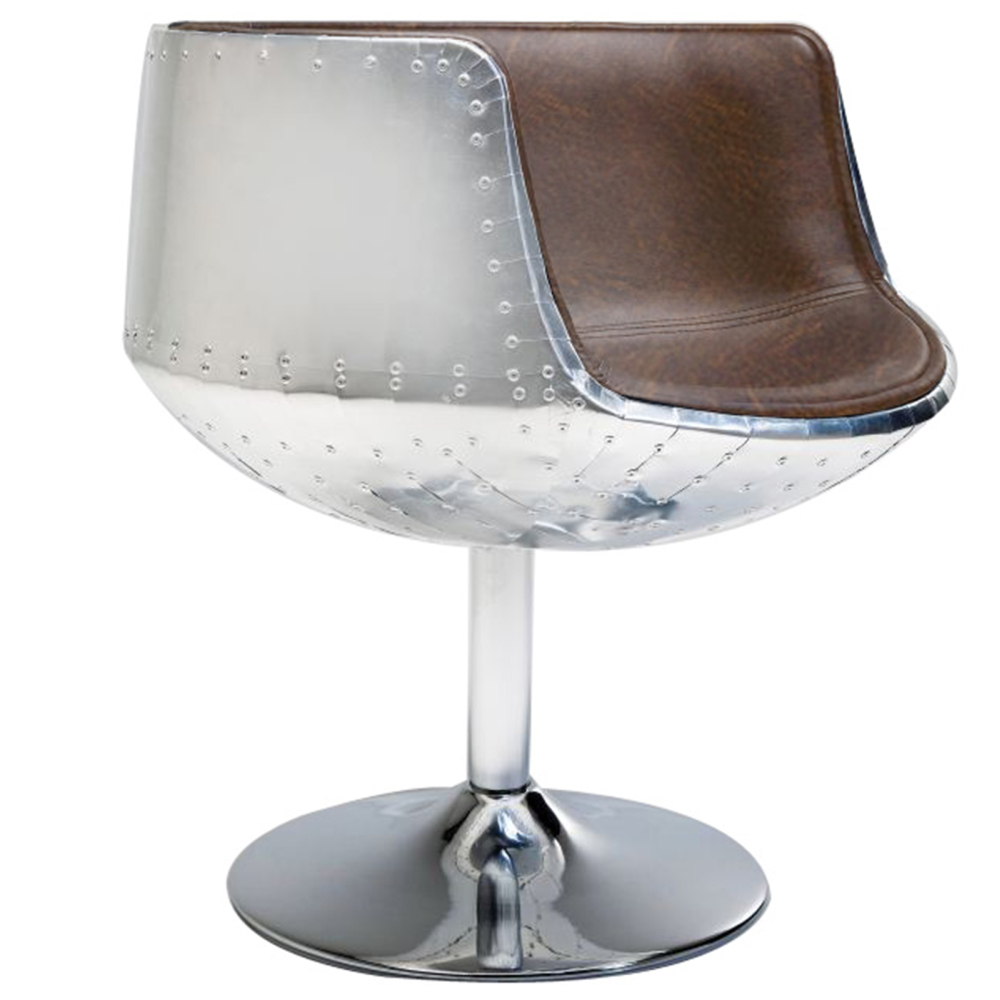 Buy Aviator Brandy chair - Aged effect microfiber imitation leather Brown 26716 - prices