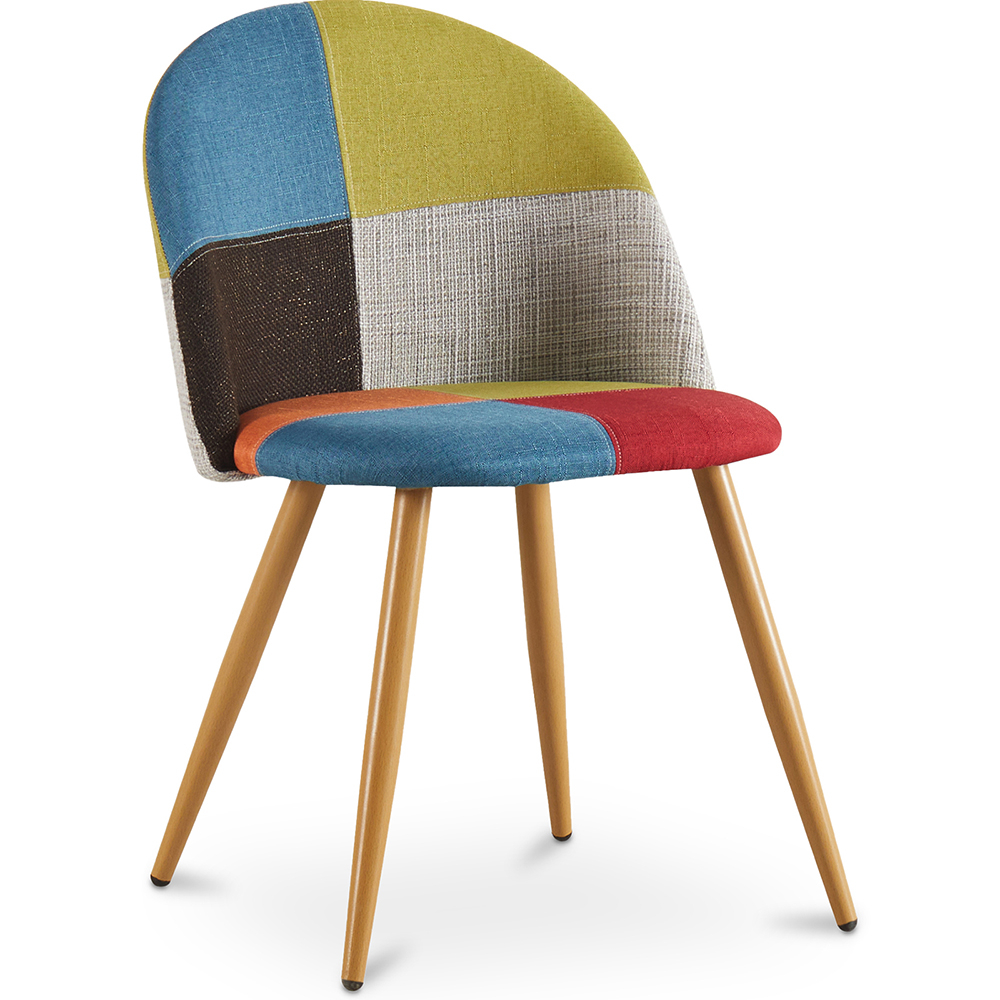  Buy Dining Chair Accent Patchwork Upholstered Scandi Retro Design Wooden Legs - Bennett Fiona Multicolour 59934 - in the UK