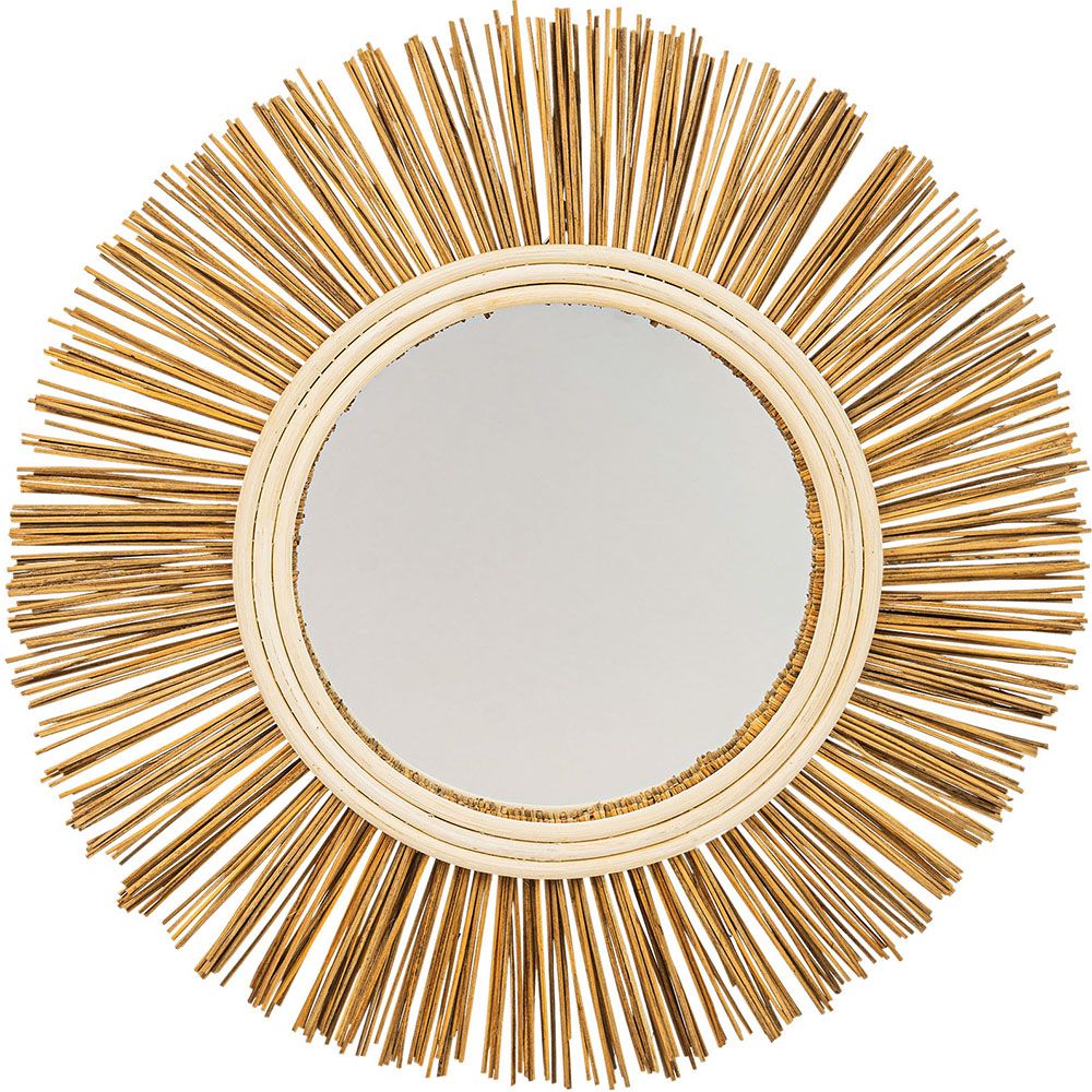  Buy Wall Mirror - Boho Bali Round Design (60 cm) - Tera Natural wood 60055 - in the UK