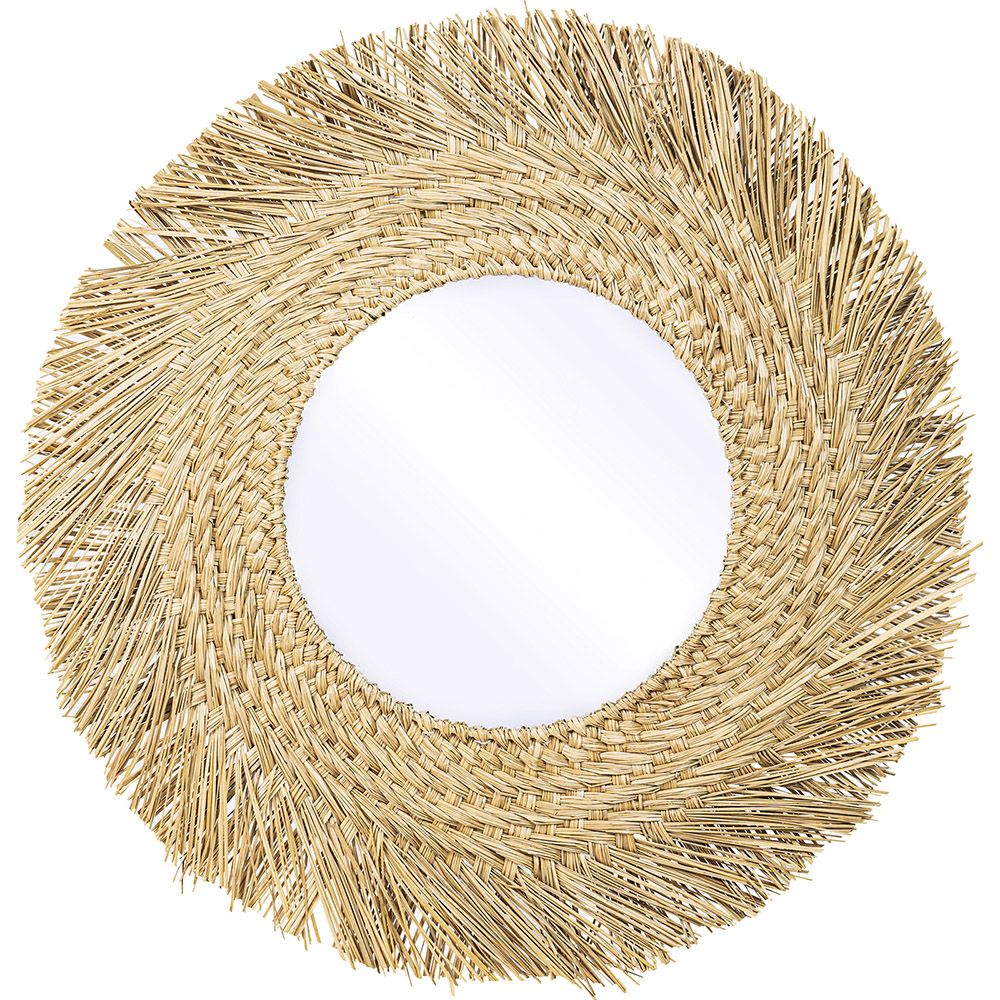  Buy Wall Mirror - Boho Bali Round Design (60 cm) - Paui Natural wood 60061 - in the UK