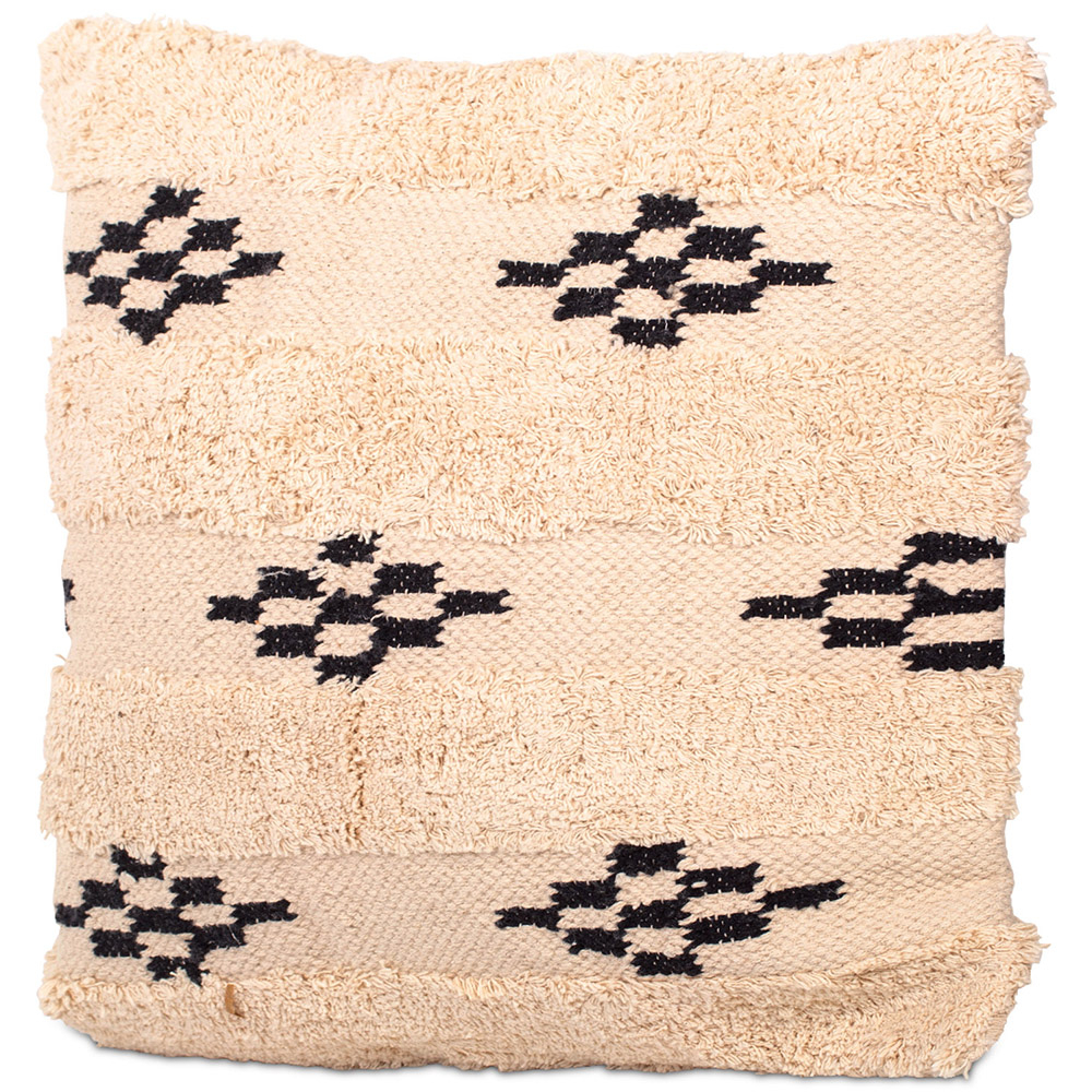  Buy Square Cotton Cushion in Boho Bali Style cover + filling - Narcissa White / Black 60189 - in the UK