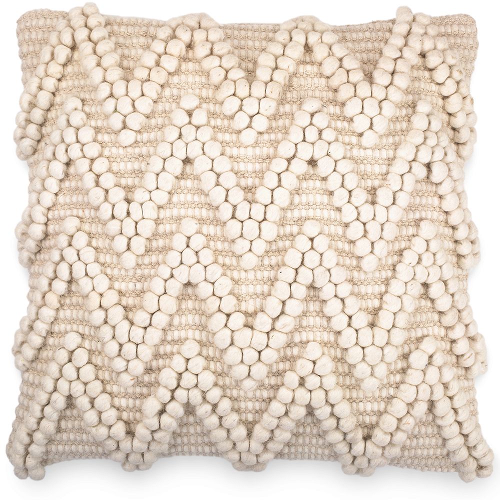  Buy Boho Bali Style Wool Cushion cover + filling - Chewuna White 60198 - in the UK