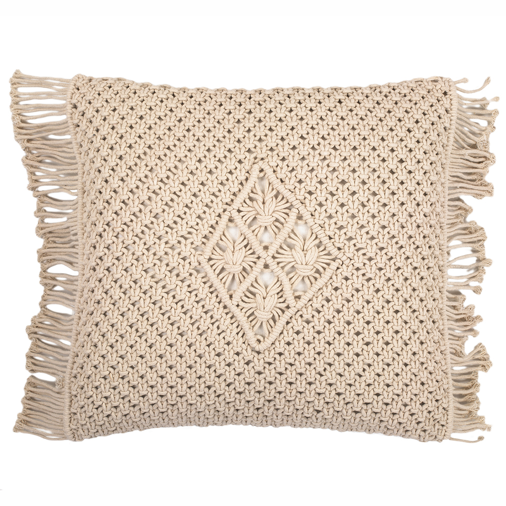  Buy Square Cotton Cushion in Boho Bali Style cover + filling - Mecanda Cream 60199 - in the UK