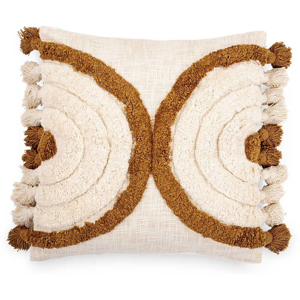  Buy Square Cotton Cushion in Boho Bali Style cover + filling - Belvia Yellow 60212 - in the UK
